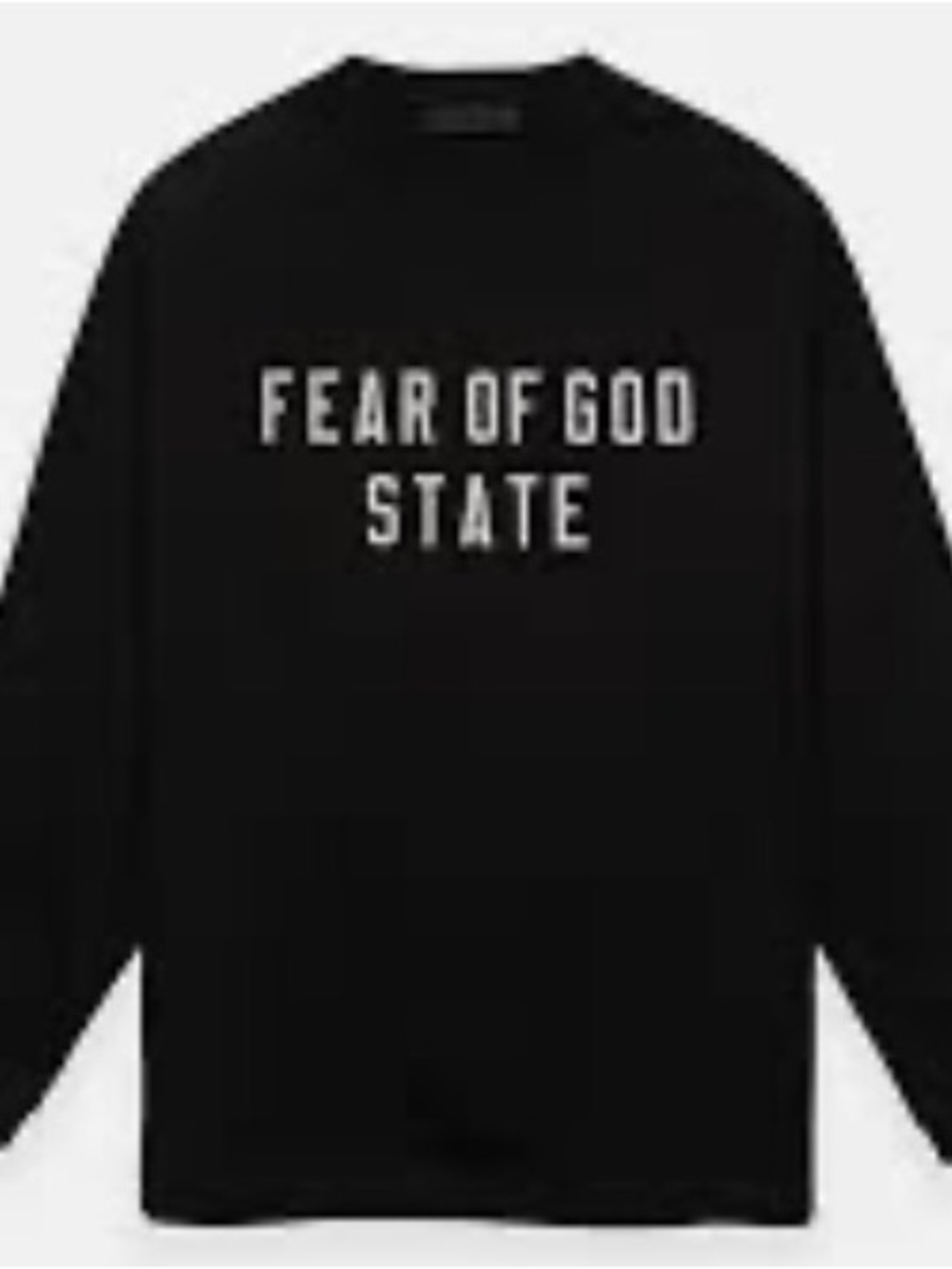 Fear of God Black Crewneck with White 'FEAR OF GOD STATE' Logo